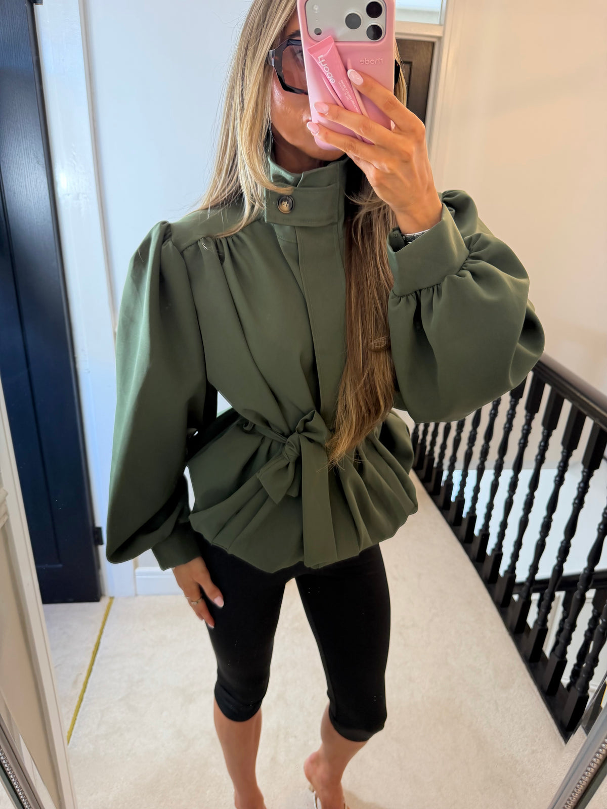 Tie waist trench jacket (Khaki)