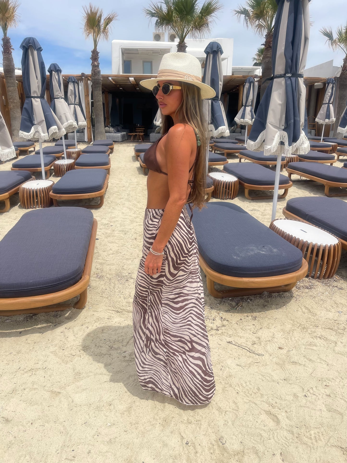 Zebra print maxi beach skirt