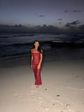 ‘𝒯𝒶𝓂𝓈𝓎𝓃’ Lace maxi dress (Burgundy)