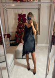 Satin Lace Black Dress