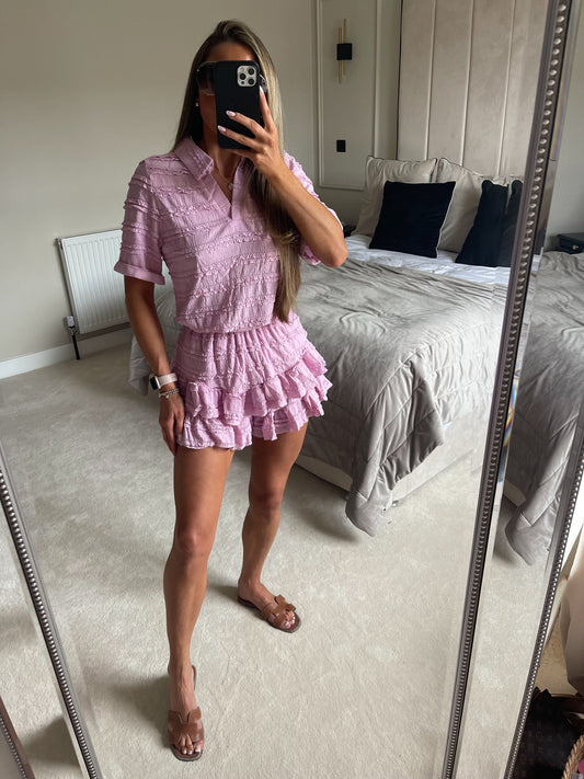 'ARIA' ruffle shorts set (Pink)