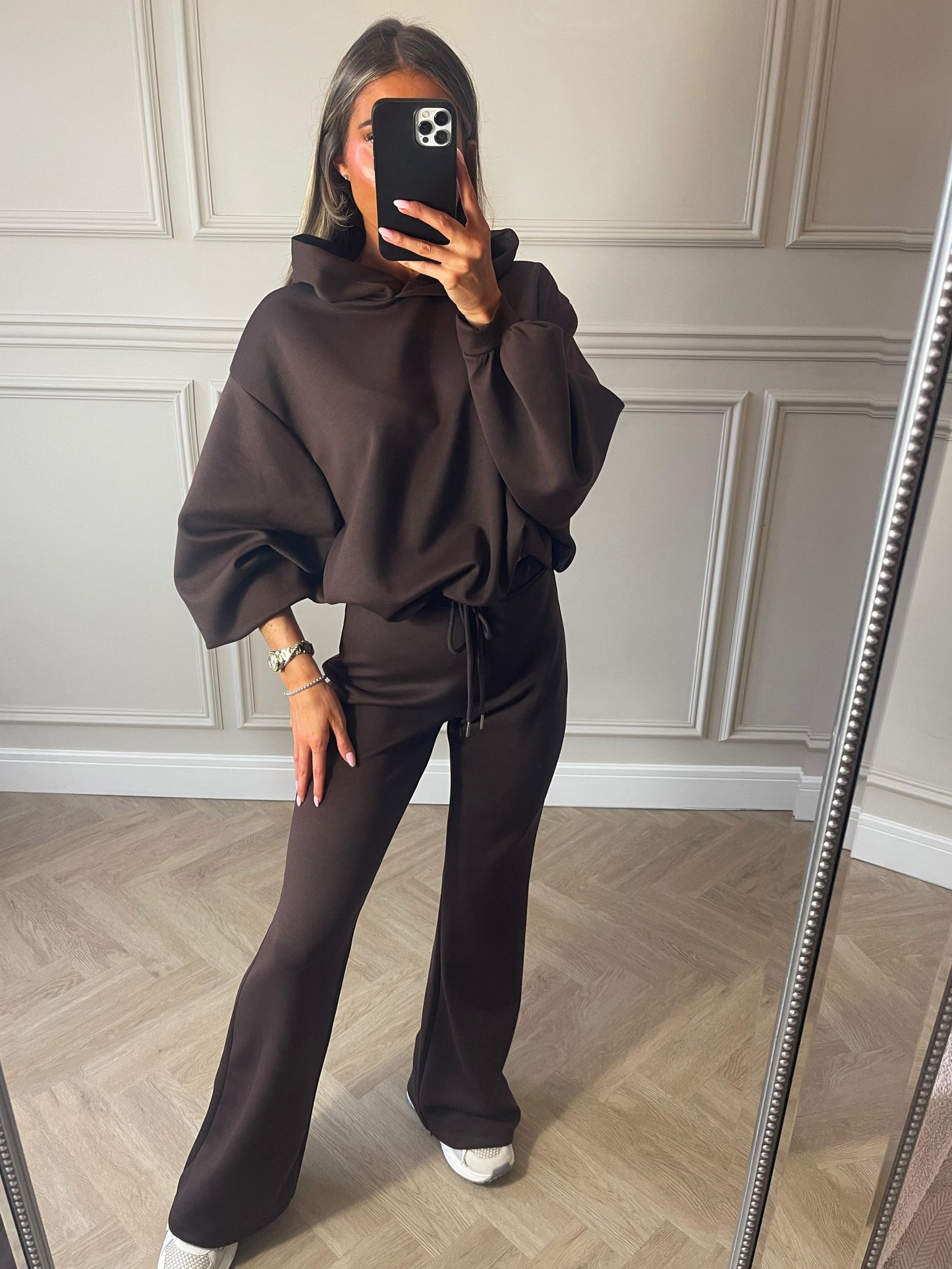 Flare Hood Tracksuit (Chocolate)