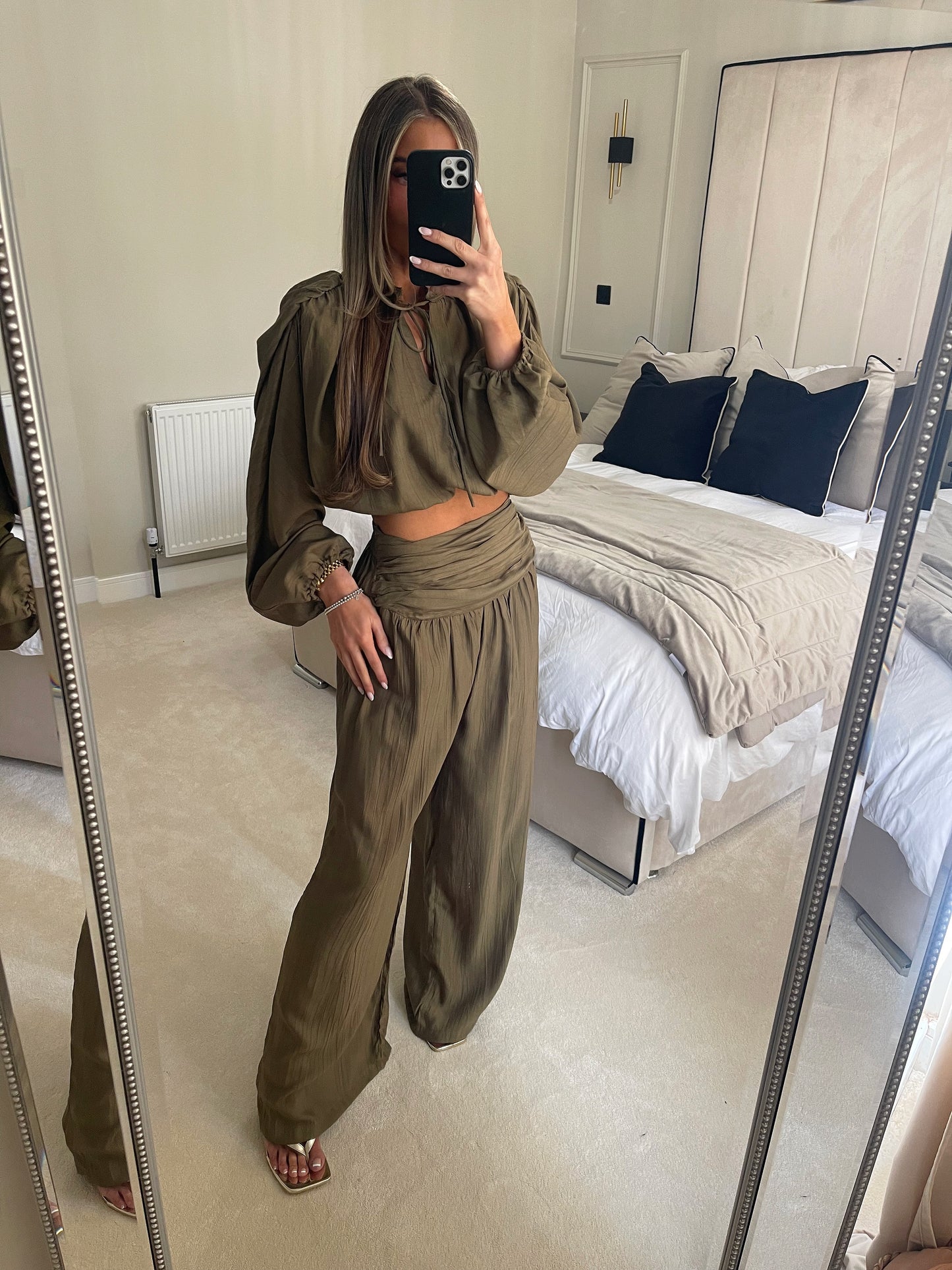 Linen Trouser Set (Khaki)
