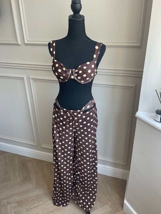 Polka dot 3 piece trouser set