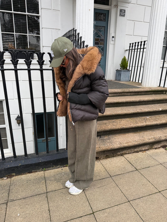 Black Faux Fur Puffer Coat