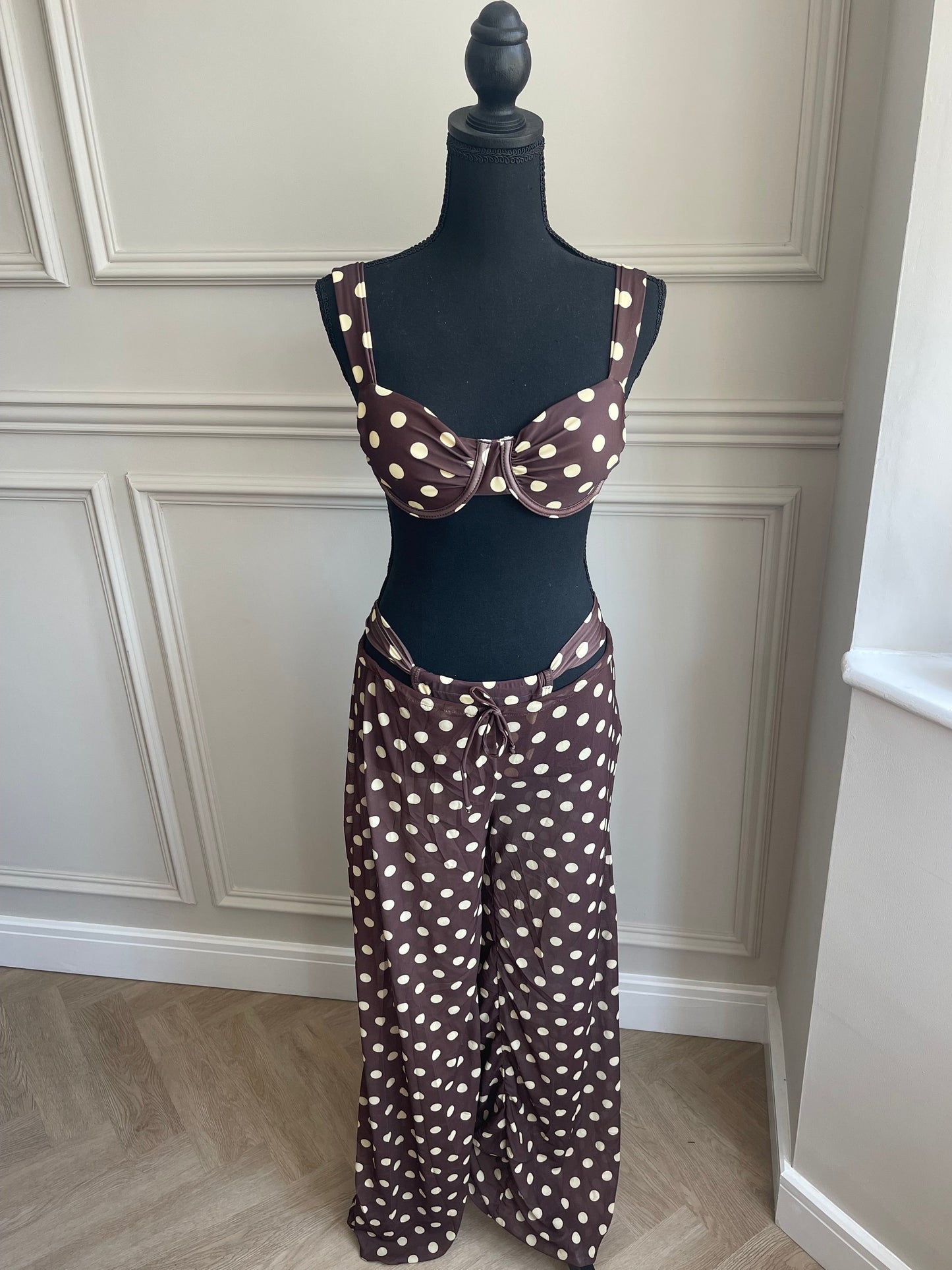 Polka dot 3 piece trouser set
