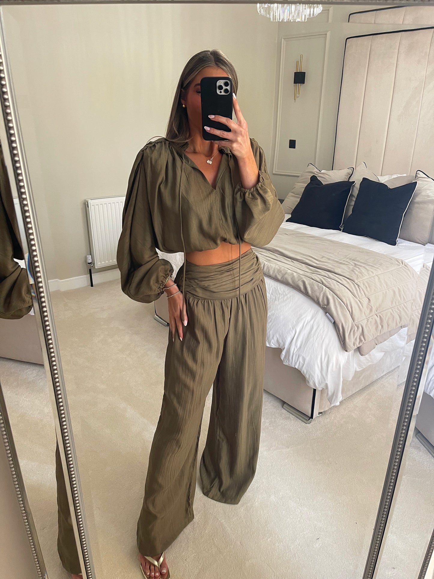 Linen Trouser Set (Khaki)