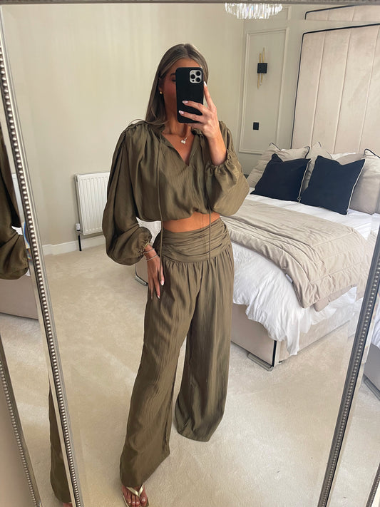 Linen Trouser Set (Khaki)