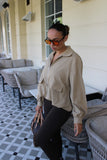 Cropped Beige Zip Jacket