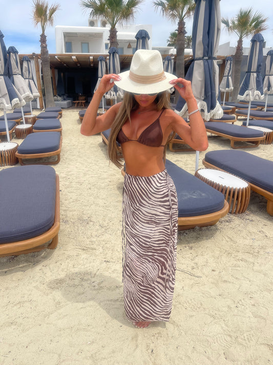Zebra print maxi beach skirt