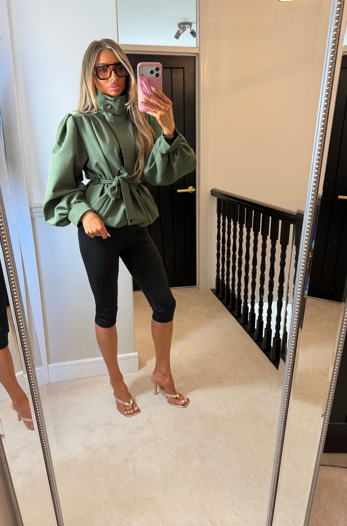Tie waist trench jacket (Khaki)