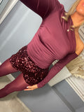'𝐵𝑜𝓃𝓃𝒾𝑒' Burgundy Sequin Shorts