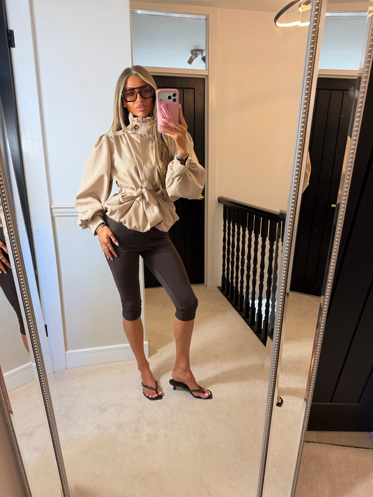 Tie waist trench jacket (Beige)