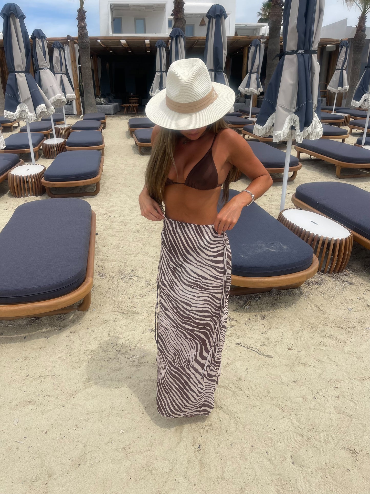 Zebra print maxi beach skirt