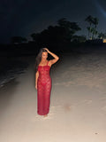 ‘𝒯𝒶𝓂𝓈𝓎𝓃’ Lace maxi dress (Burgundy)