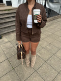 Faux Suede CO ORD (Brown)