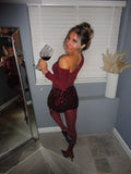 '𝐵𝑜𝓃𝓃𝒾𝑒' Burgundy Sequin Shorts