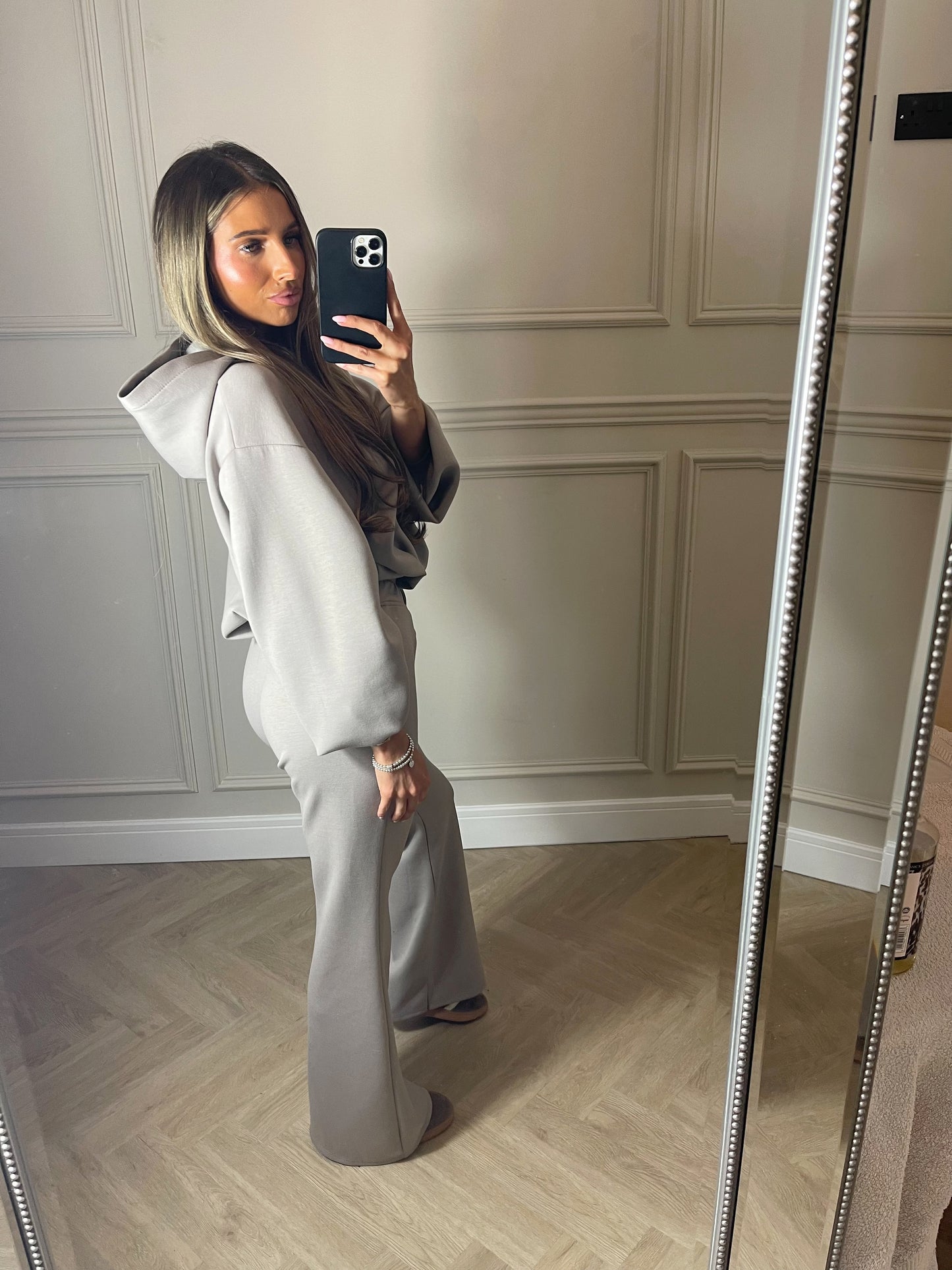 Flare Hood Tracksuit (Taupe)