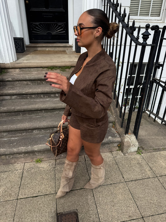 Faux Suede CO ORD (Brown)