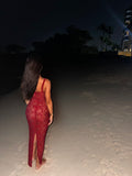 ‘𝒯𝒶𝓂𝓈𝓎𝓃’ Lace maxi dress (Burgundy)