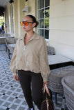 Cropped Beige Zip Jacket