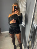 '𝐵𝑜𝓃𝓃𝒾𝑒' Black Sequin Shorts