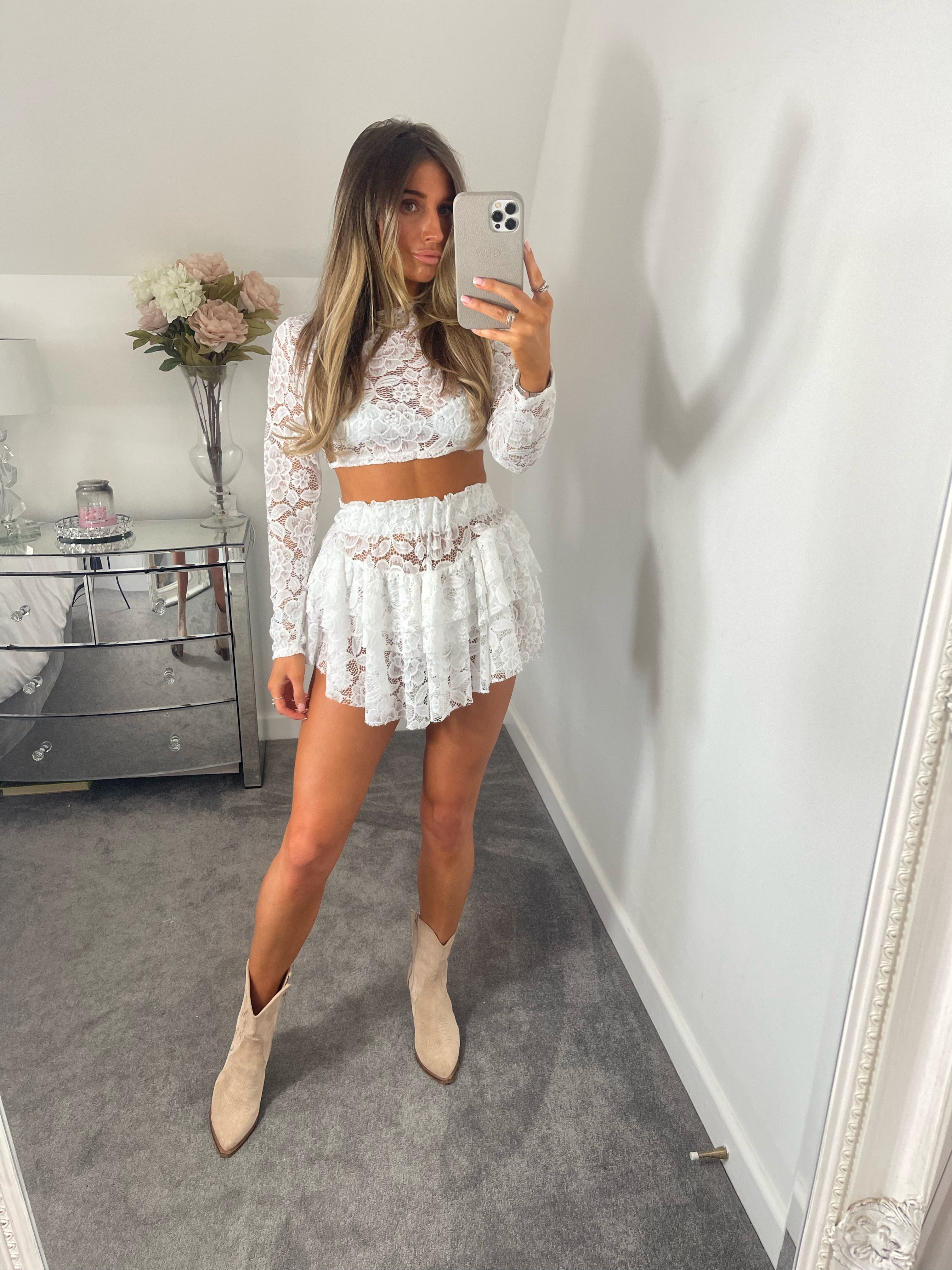 White lace co ord hot sale set