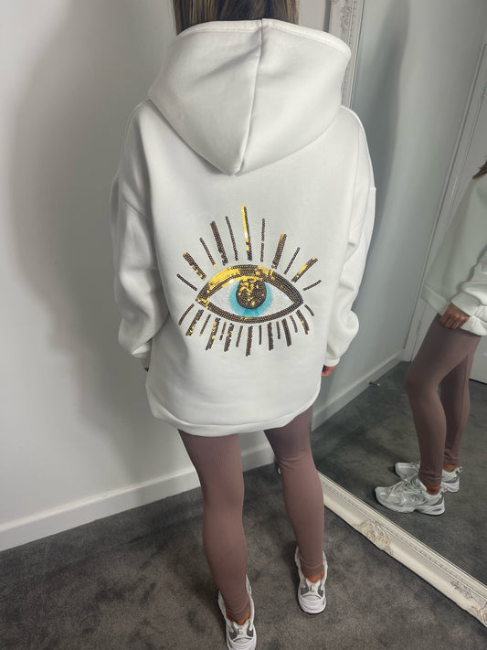 𝒮𝑒𝓆𝓊𝒾𝓃 𝑒𝓎𝑒 Hoodie (White)